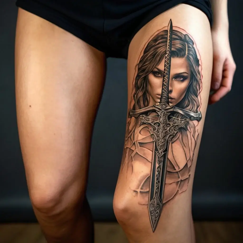 Feminine sword tattoos (4)