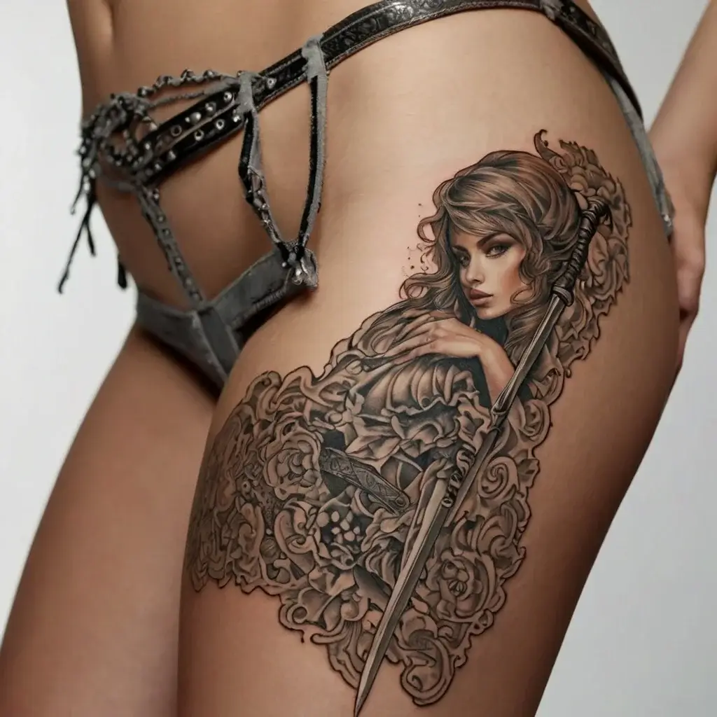 Feminine sword tattoos (5)