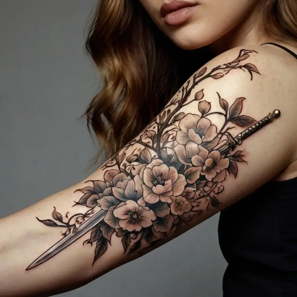 Feminine sword tattoos (7)