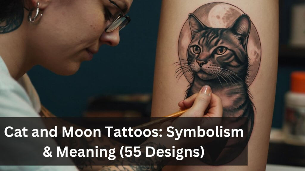 cat and moon tattoos