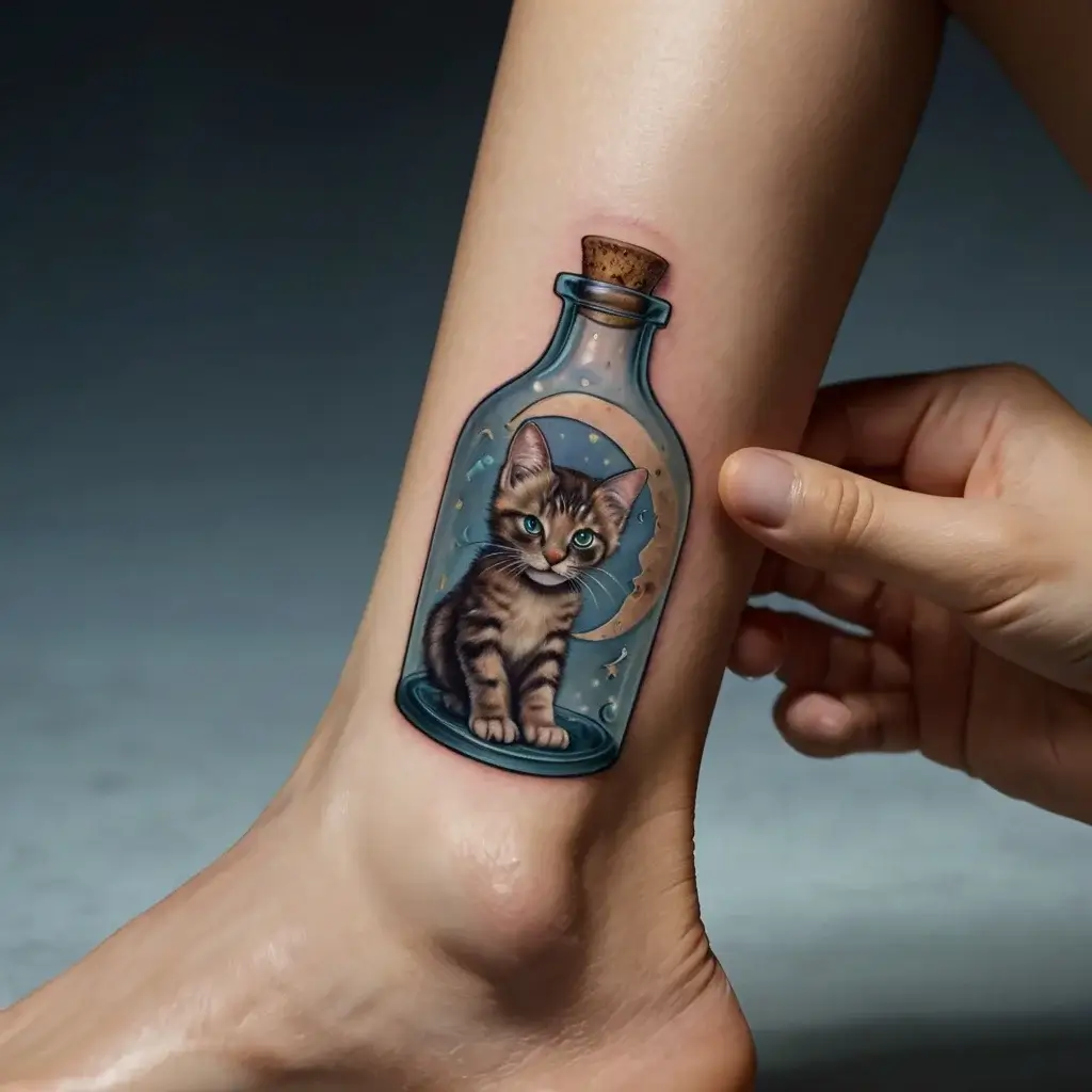 cat and moon tattoos (11)