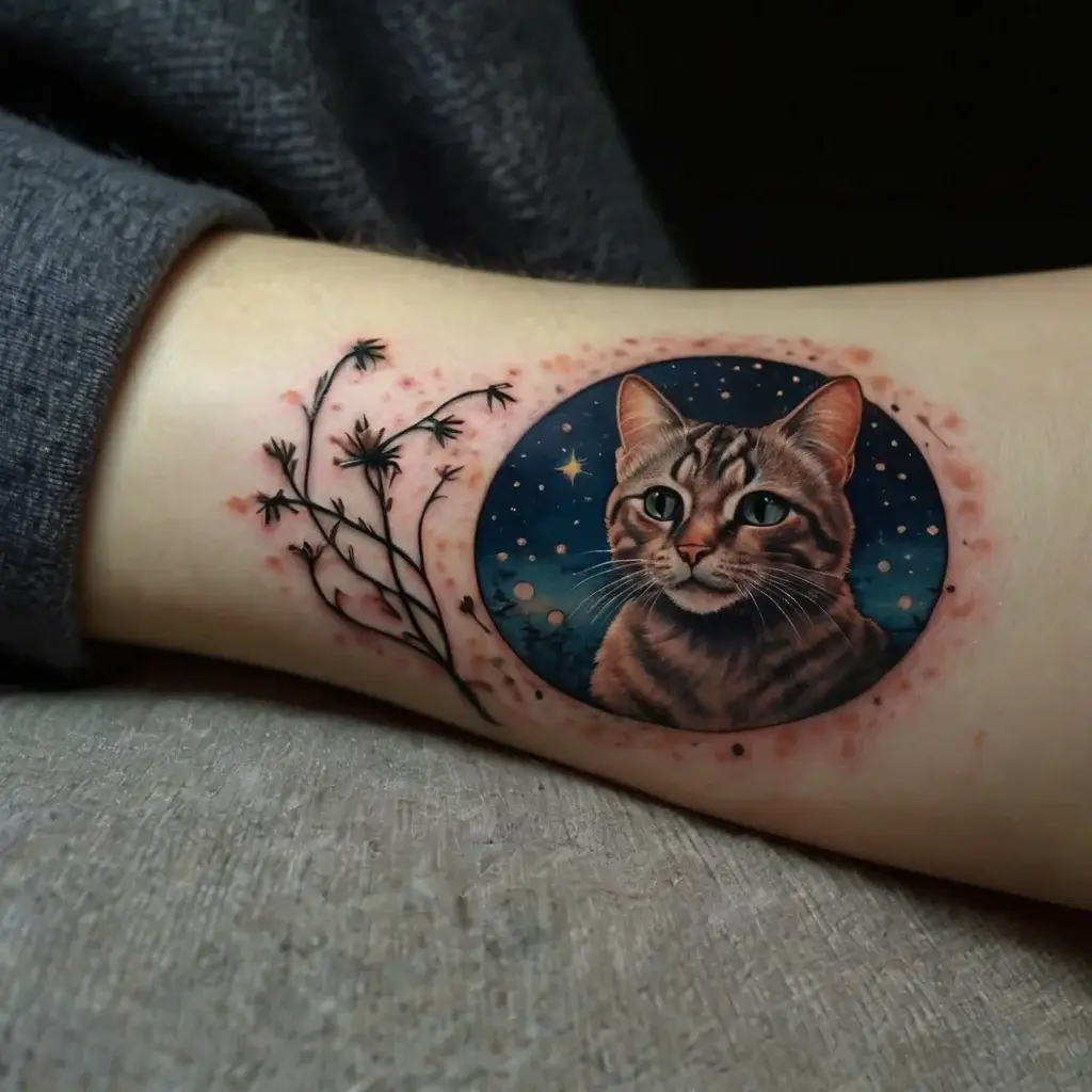 cat and moon tattoos (13)