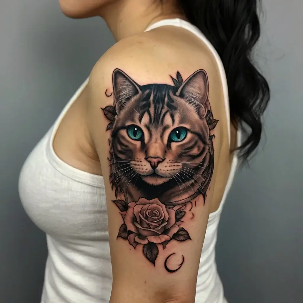 cat and moon tattoos (16)