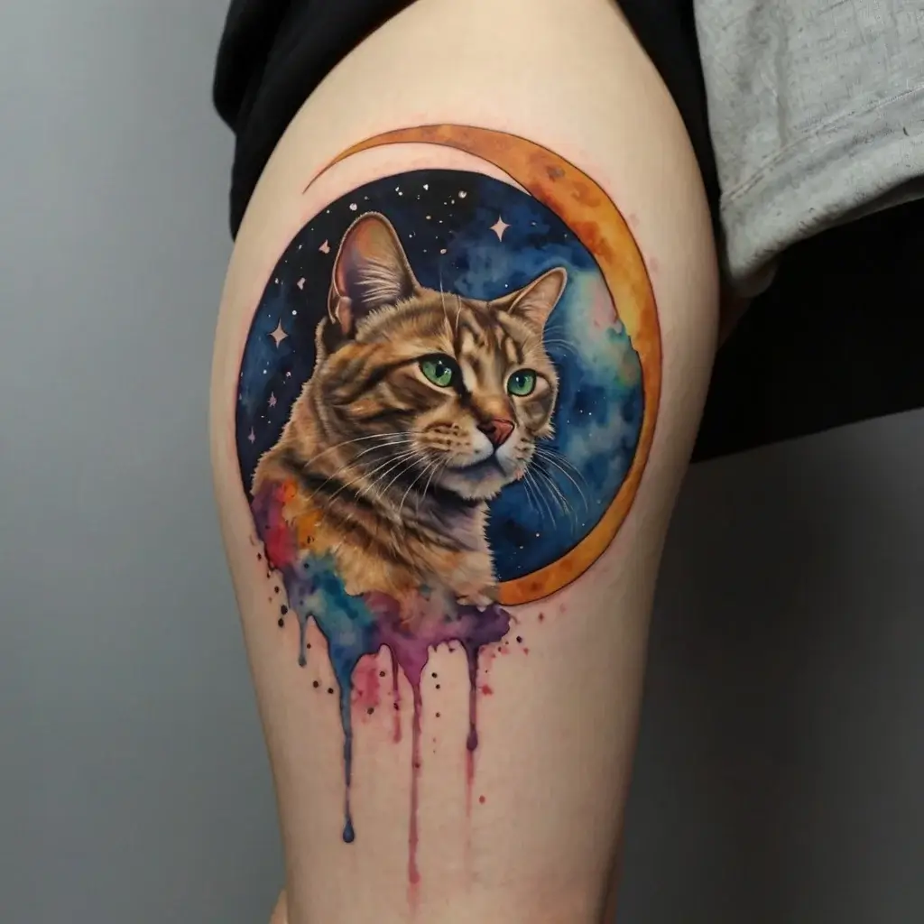 cat and moon tattoos (21)