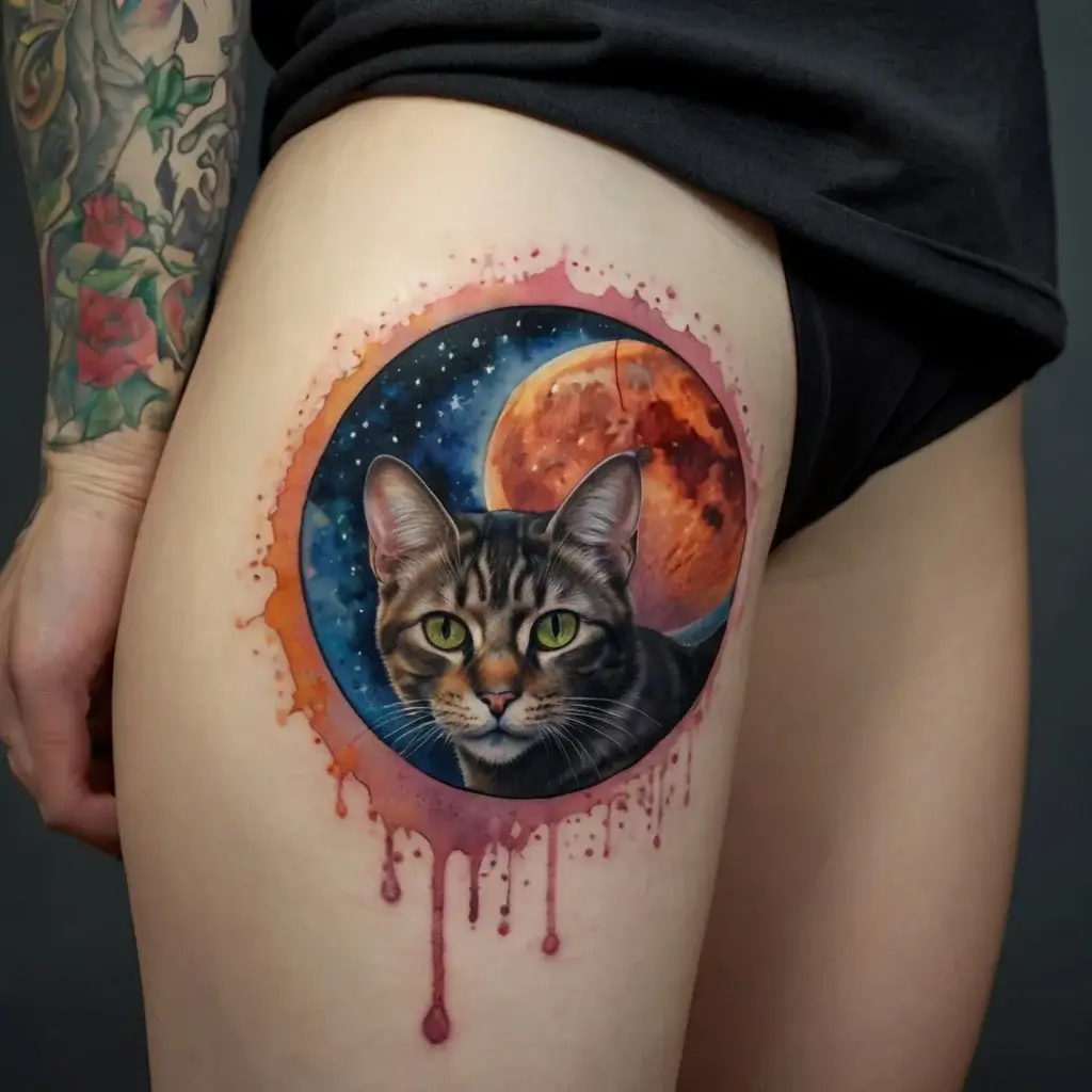 cat and moon tattoos (22)