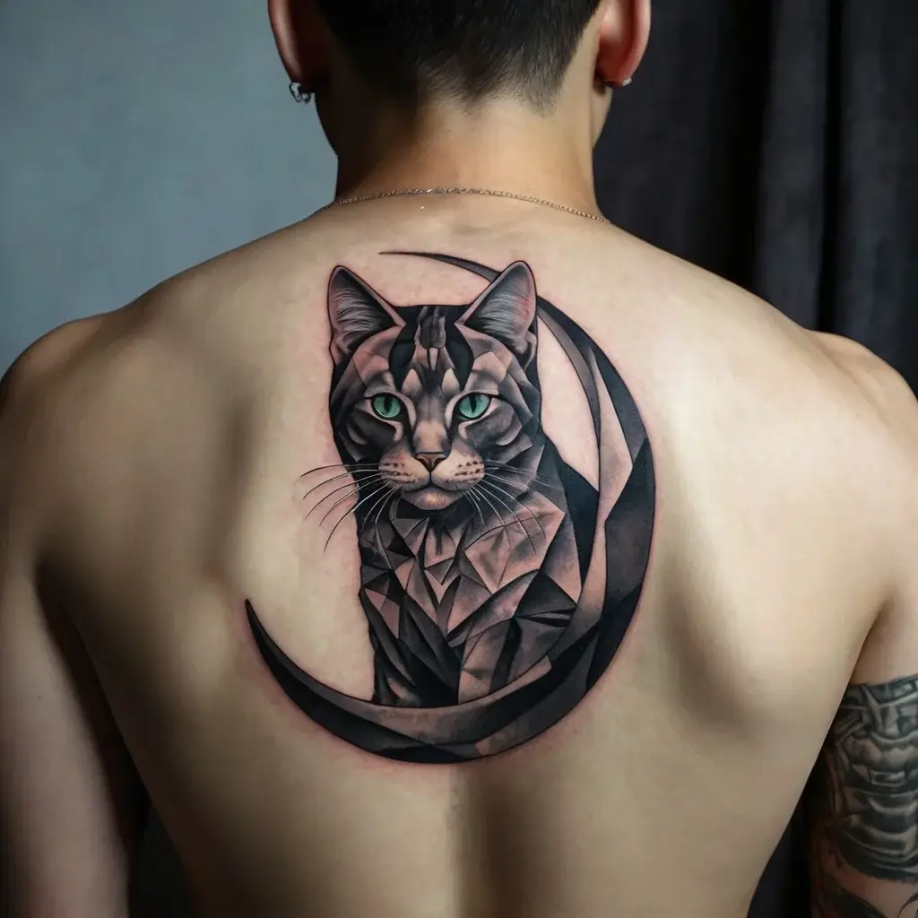 cat and moon tattoos (23)