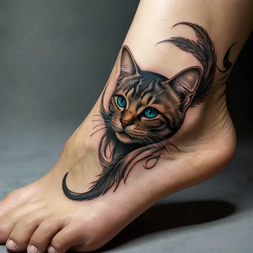 cat and moon tattoos (26)