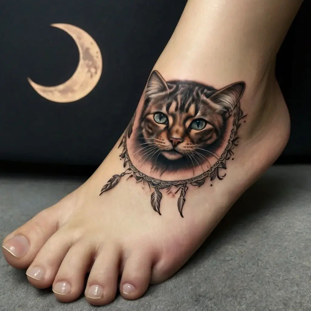 cat and moon tattoos (27)