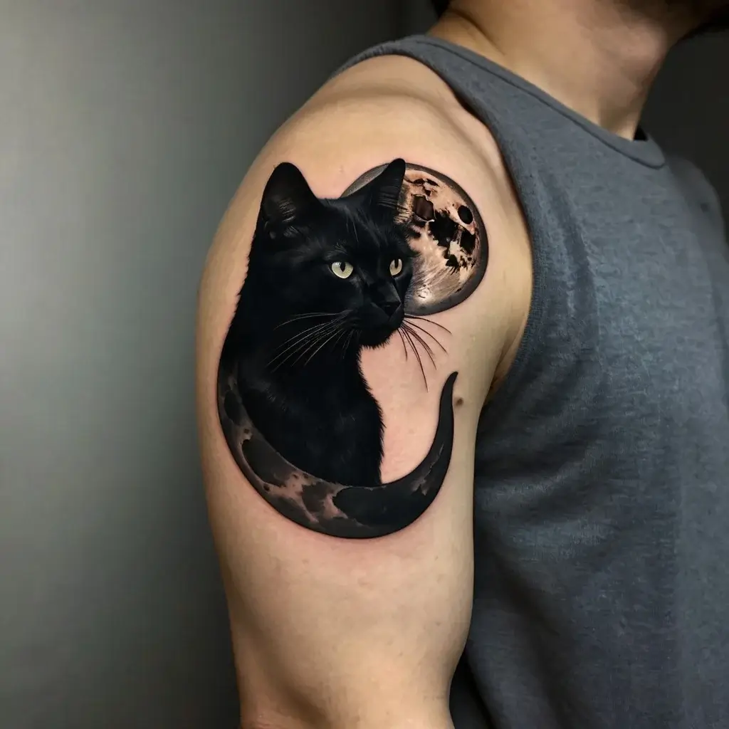 cat and moon tattoos (28)