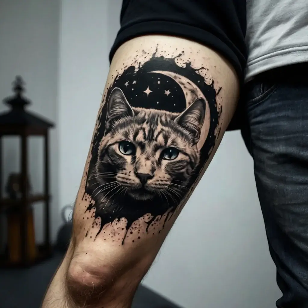 cat and moon tattoos (3)