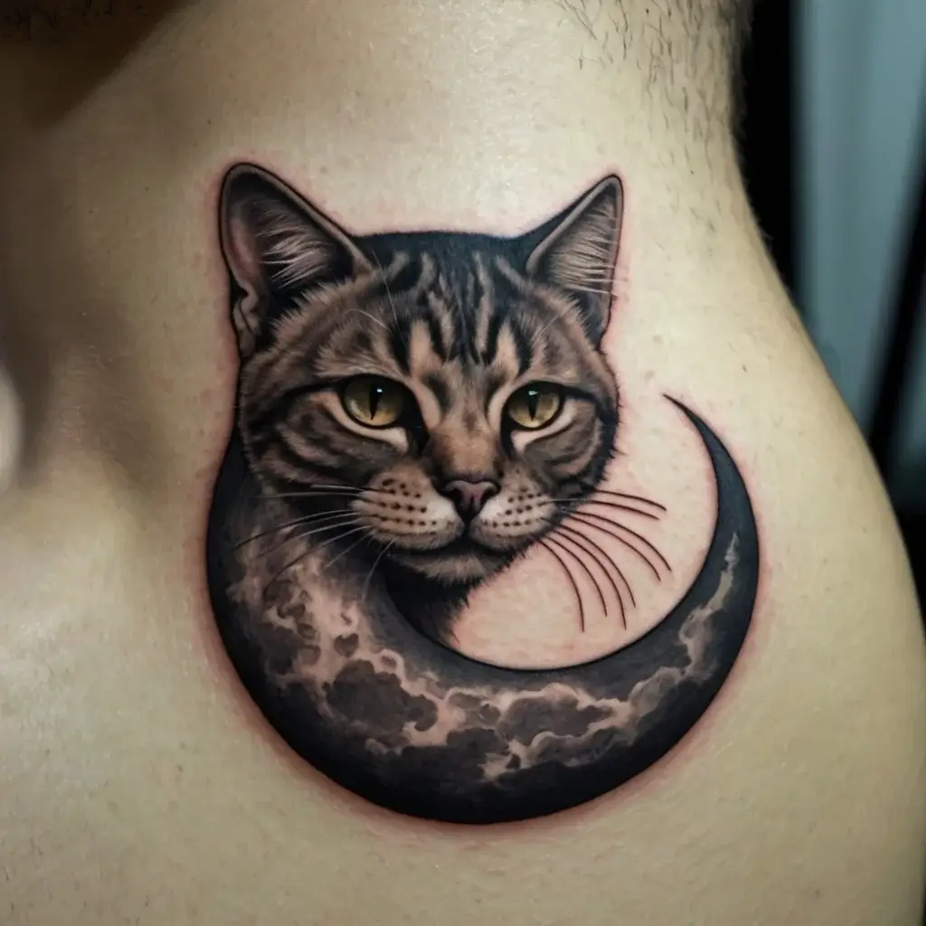 cat and moon tattoos (32)