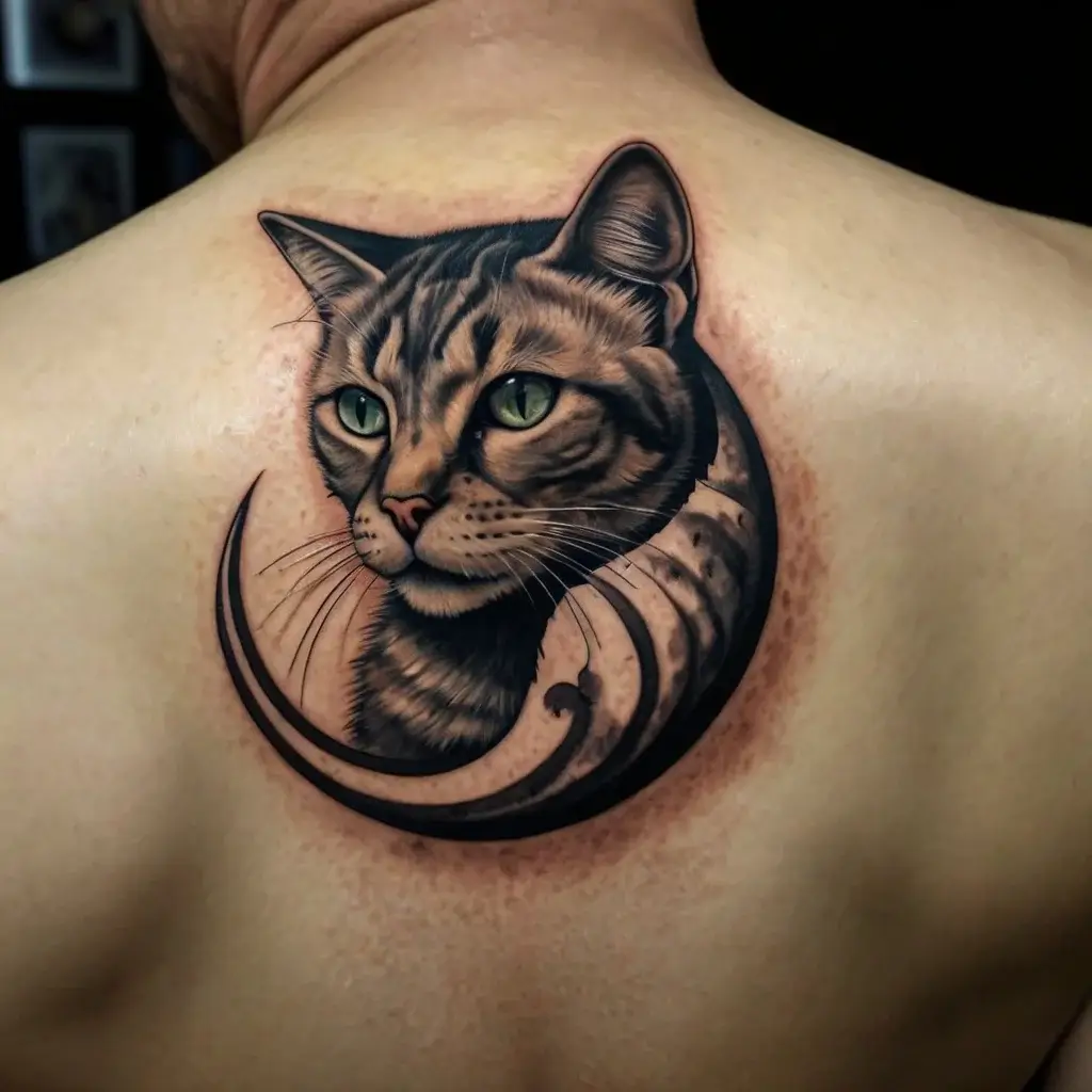 cat and moon tattoos (33)