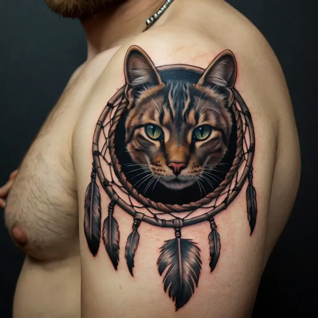 cat and moon tattoos (37)