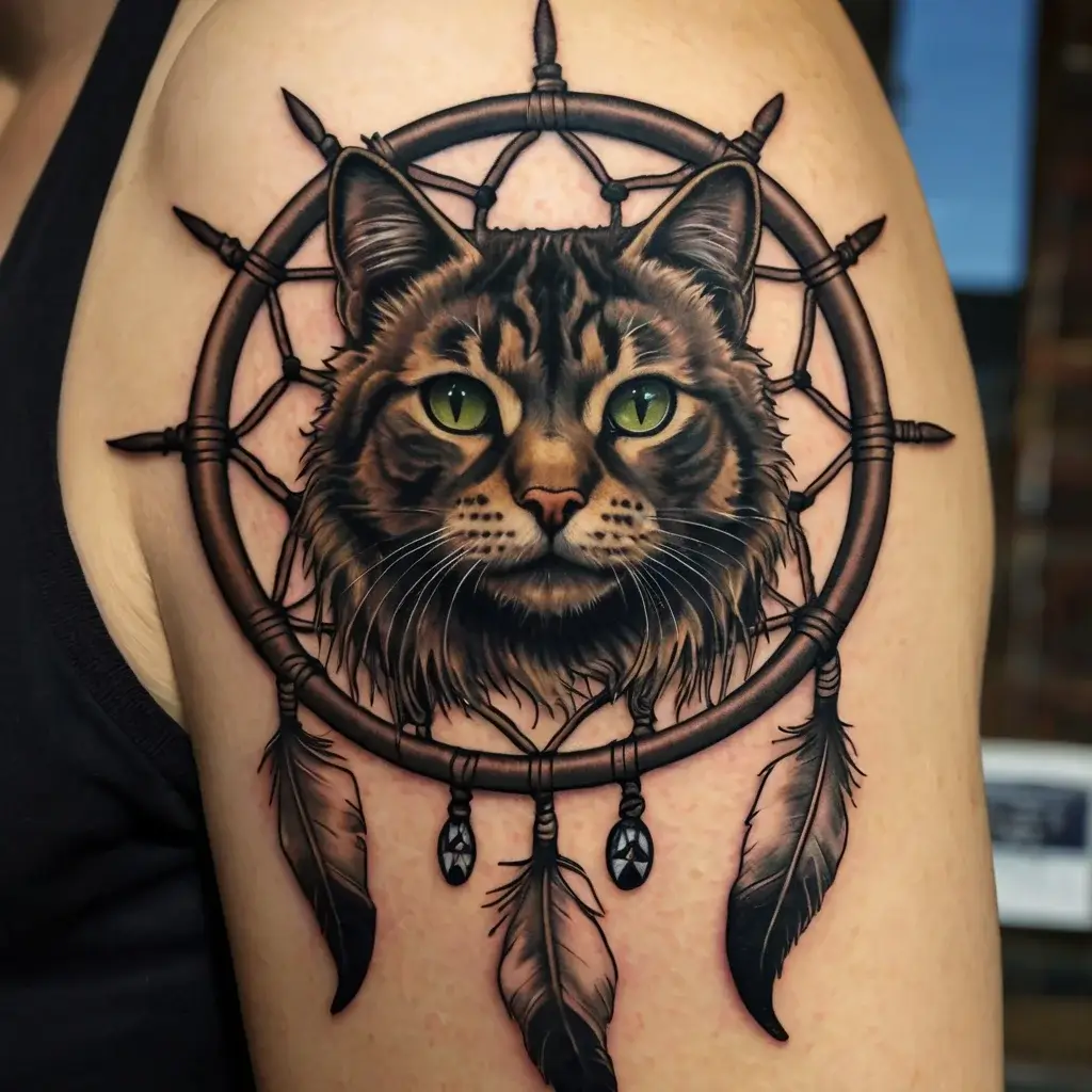 cat and moon tattoos (38)