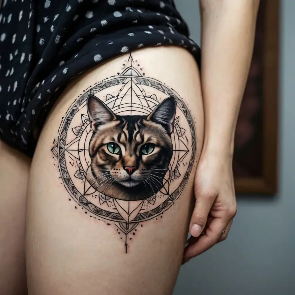 cat and moon tattoos (40)