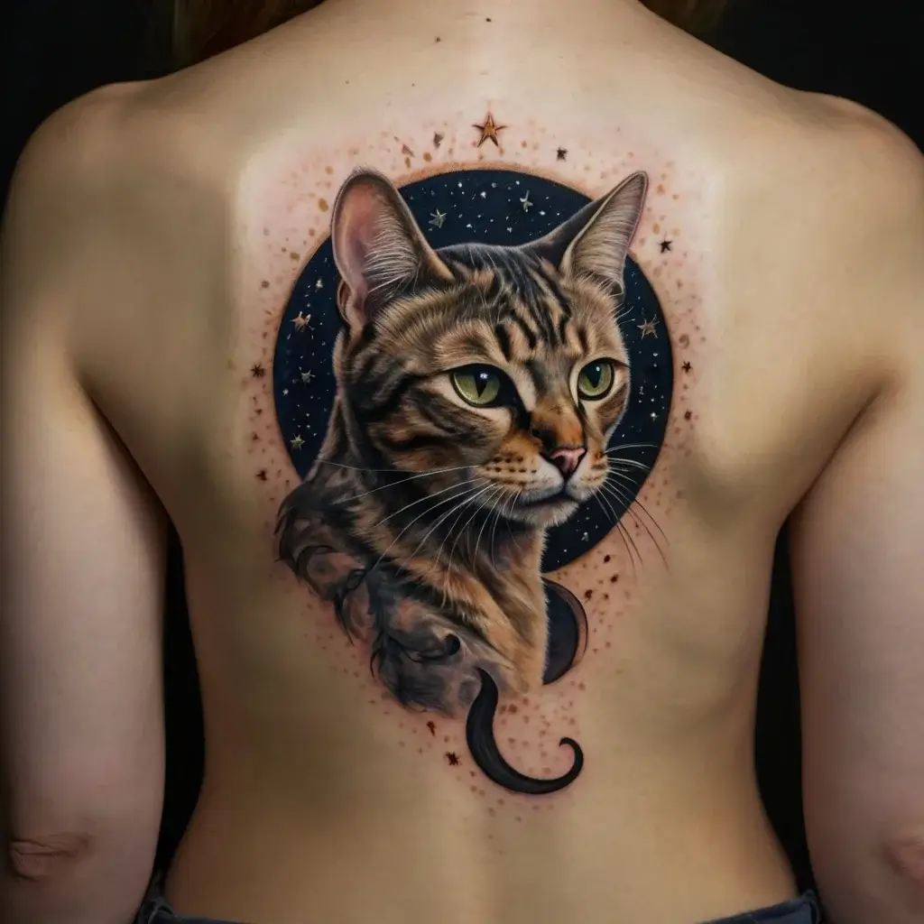 cat and moon tattoos (42)