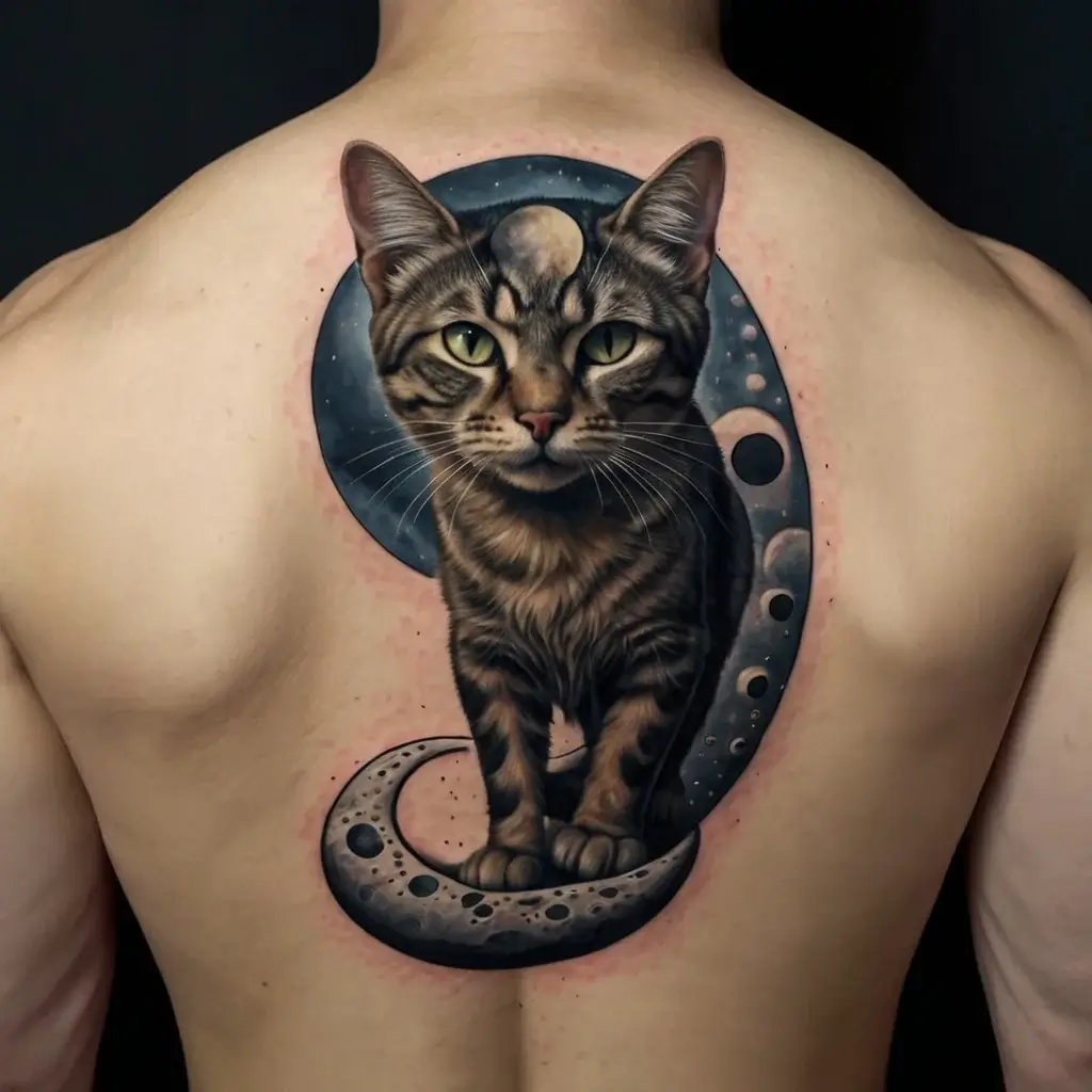 cat and moon tattoos (44)