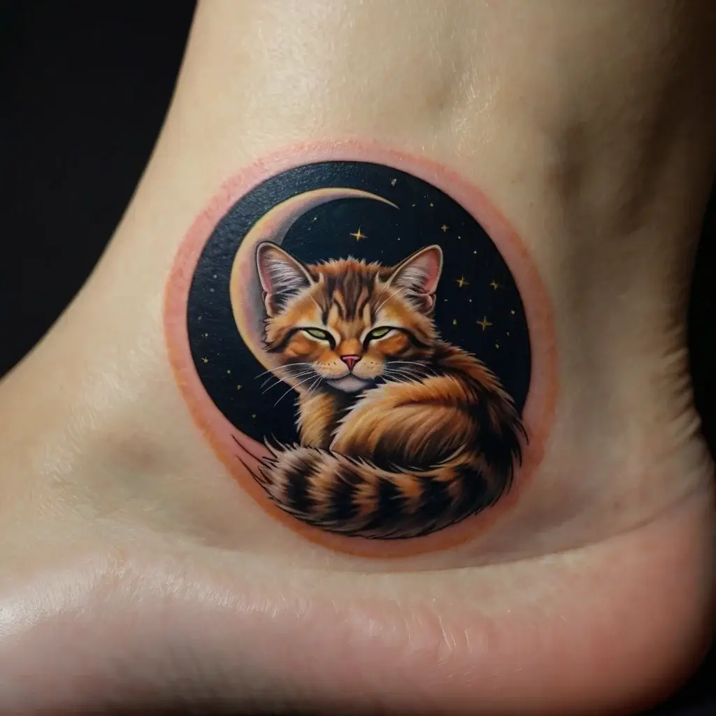 cat and moon tattoos (47)