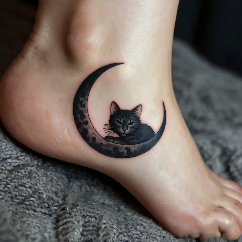 cat and moon tattoos (48)