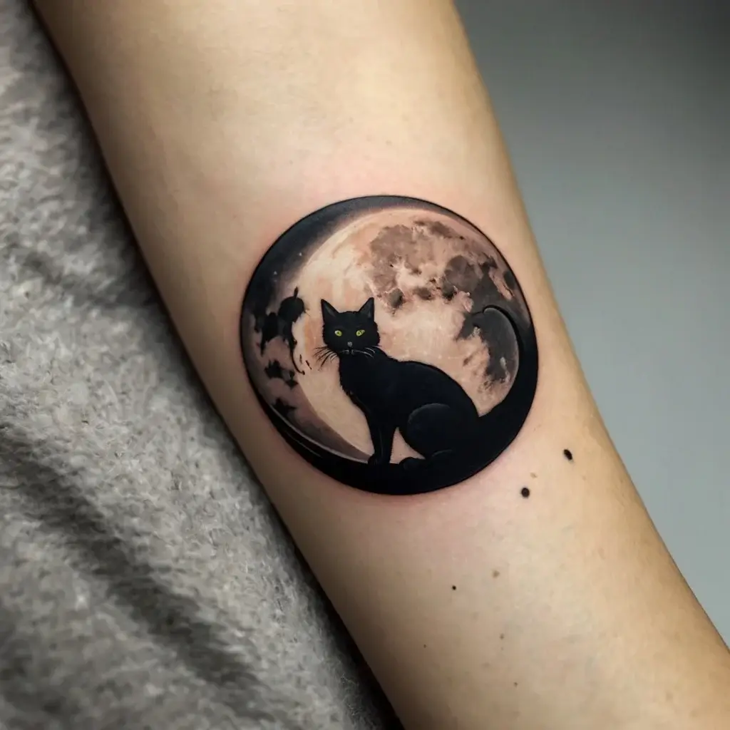 cat and moon tattoos (53)