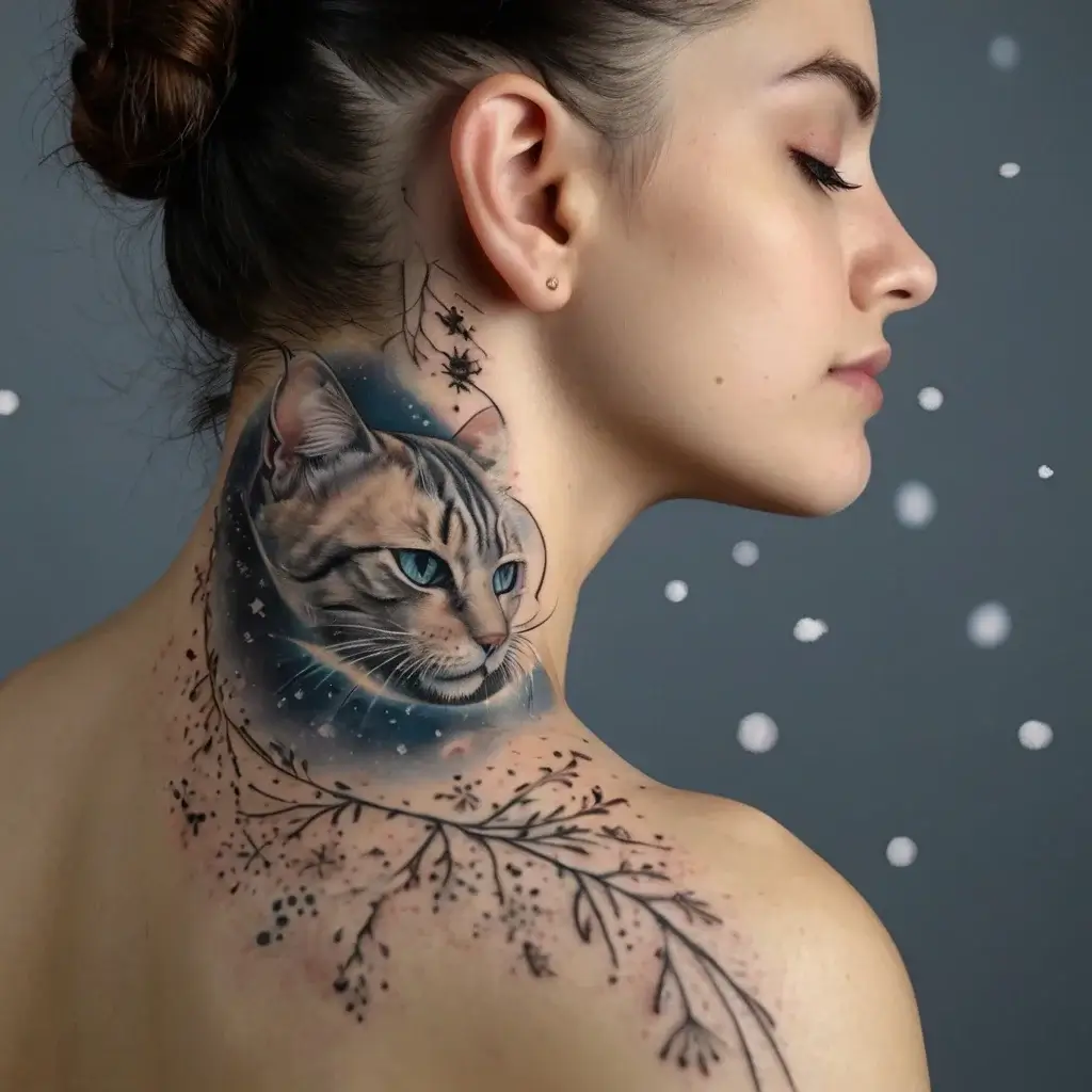 cat and moon tattoos (9)