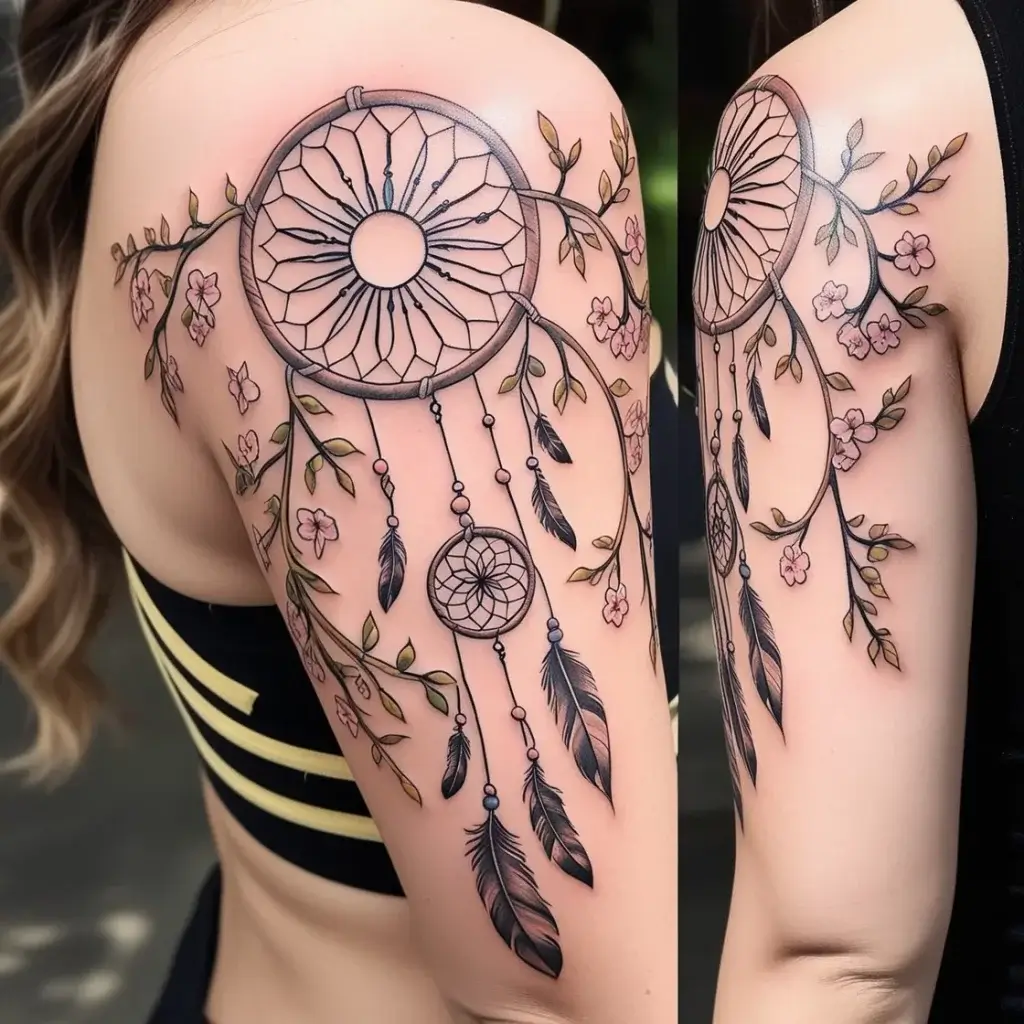 dreamcatcher vine arm tattoos 