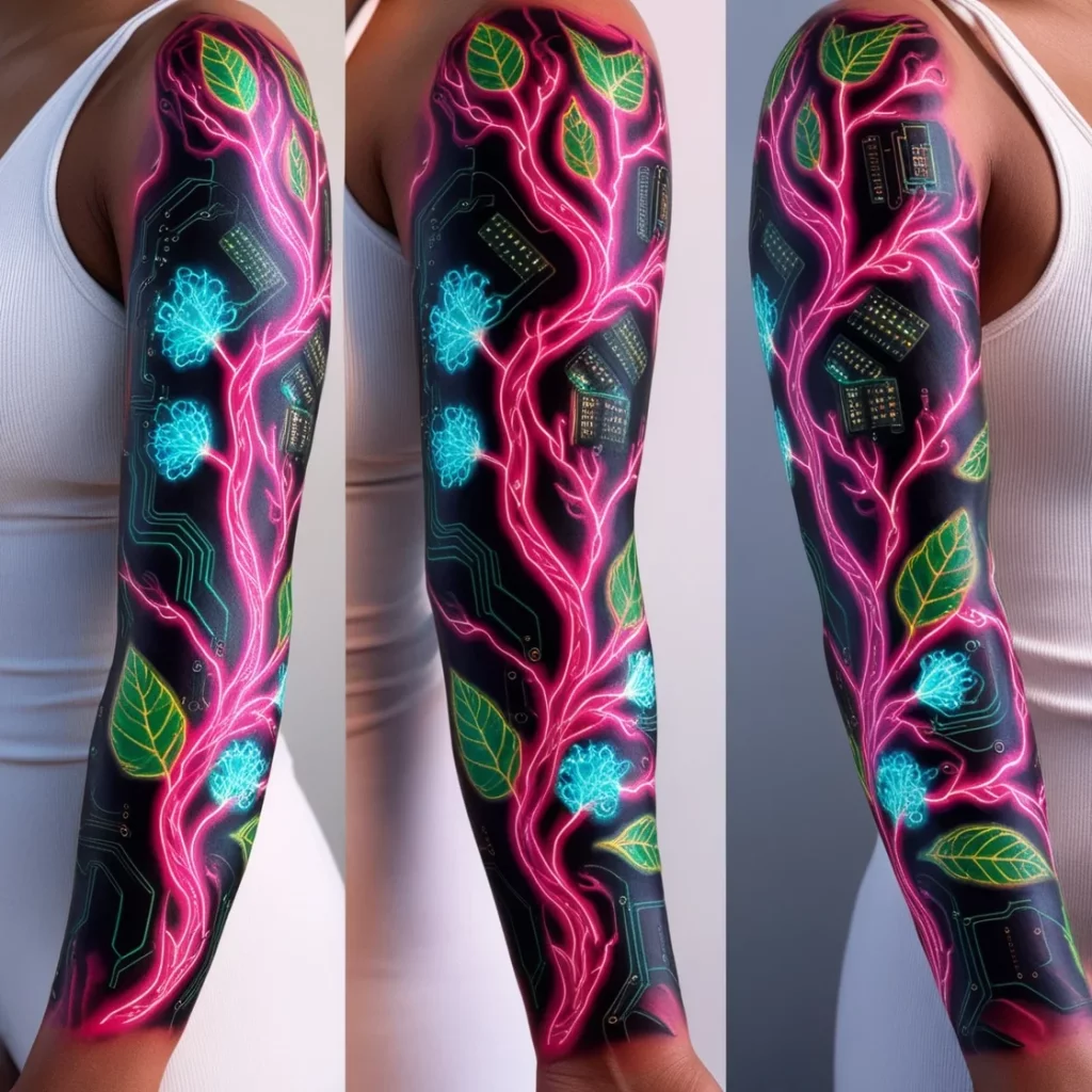 futuristic vine arm tattoos 