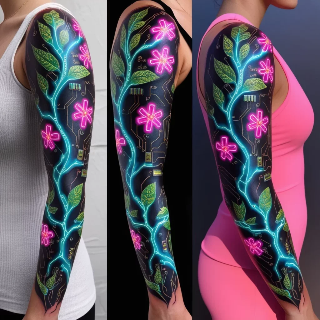 futuristic vine arm tattoos 1