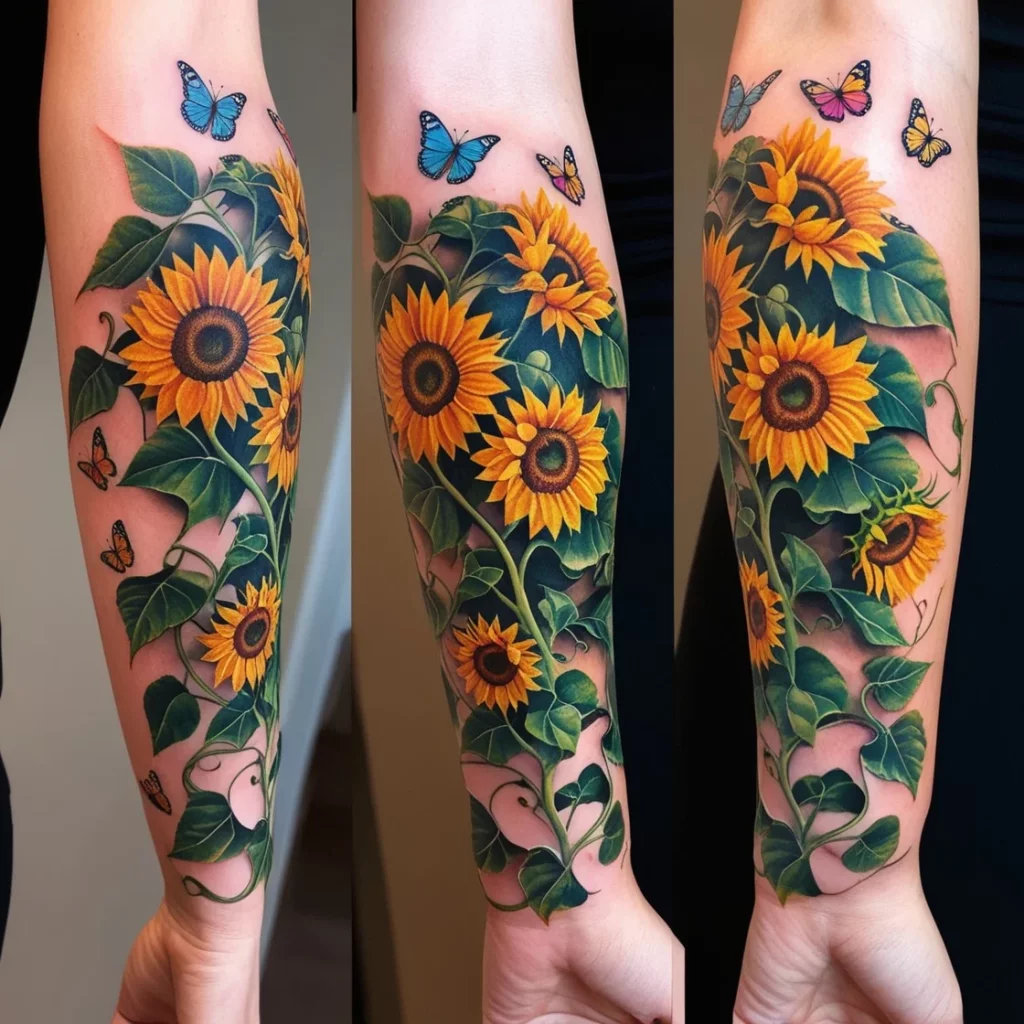 sunflower vine tattoos