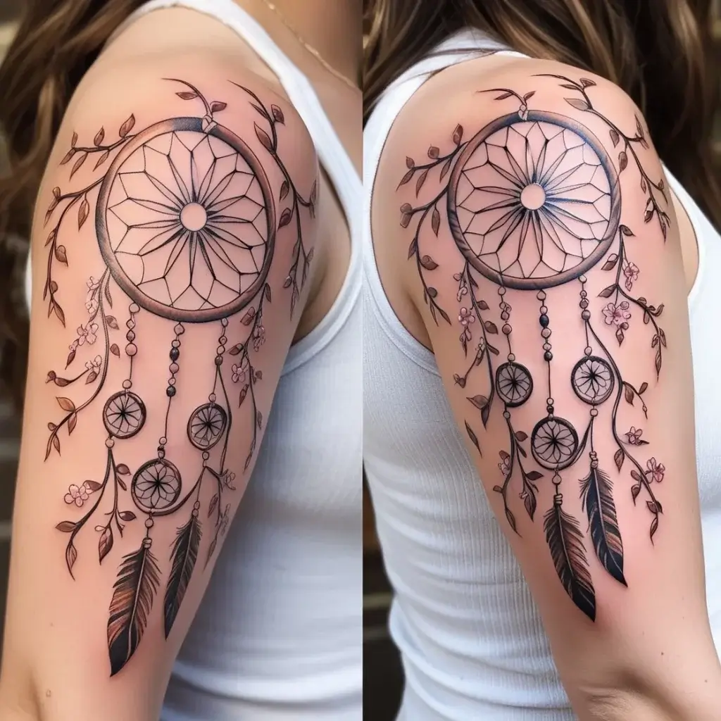 dreamcatcher vine arm tattoos 2