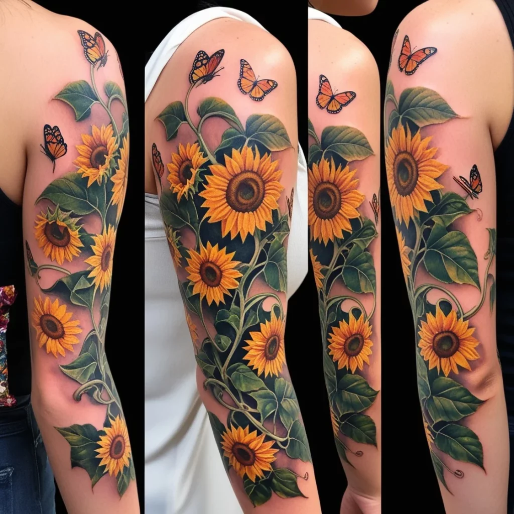 flower vine arm tattoos