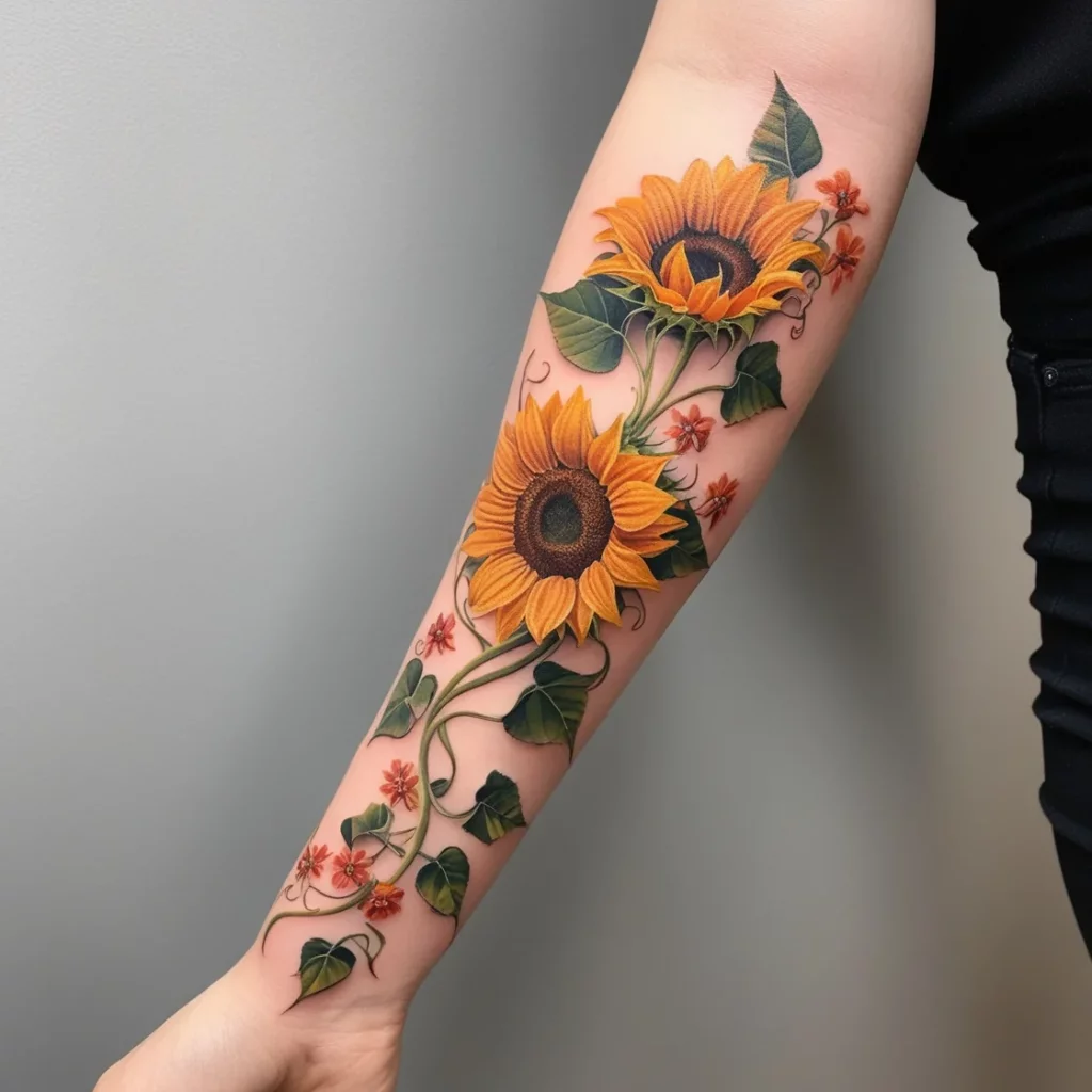 flower vine arm tattoos 2