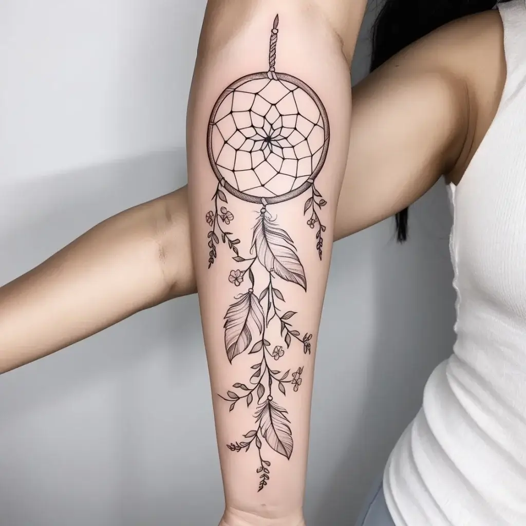 dreamcatcher vine arm tattoos