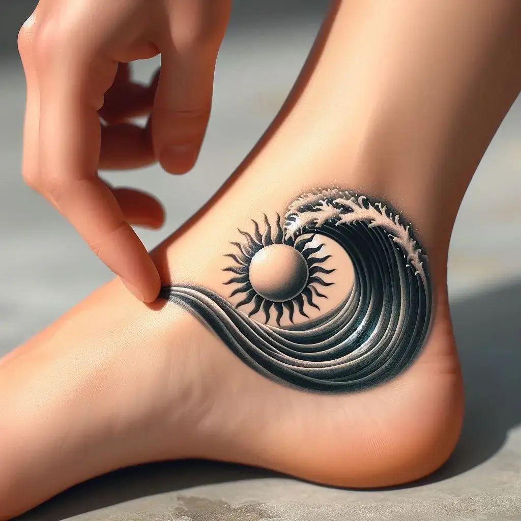 sun and wave tattoos