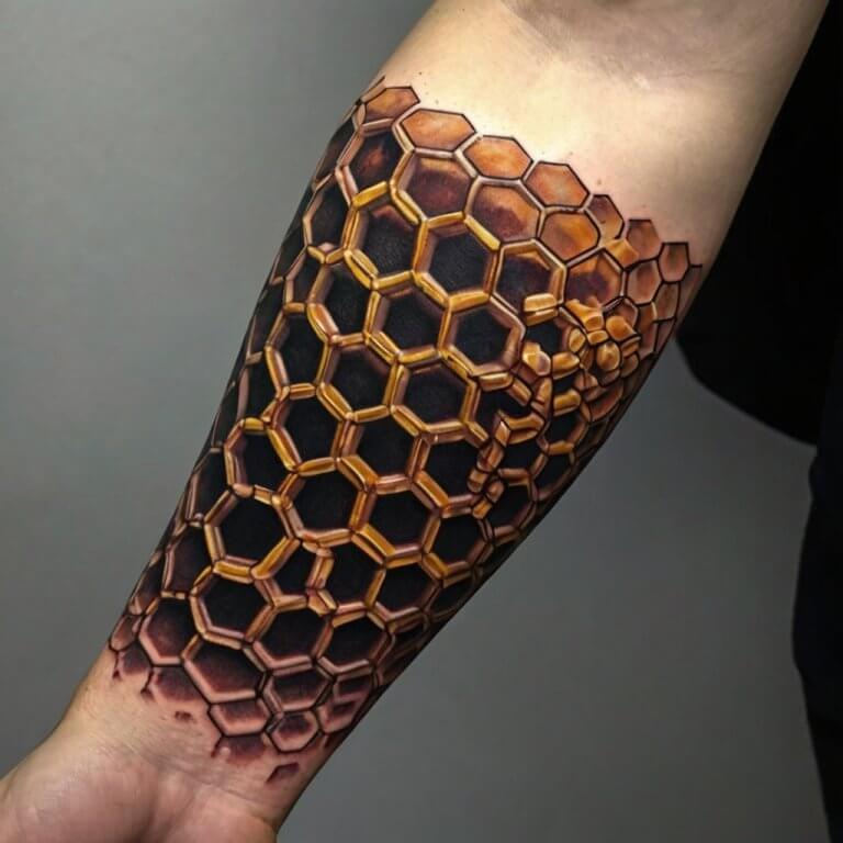 Picture of Honeycomb Tattoos: Meaning, Significance and Symbolism(112 Designs)
