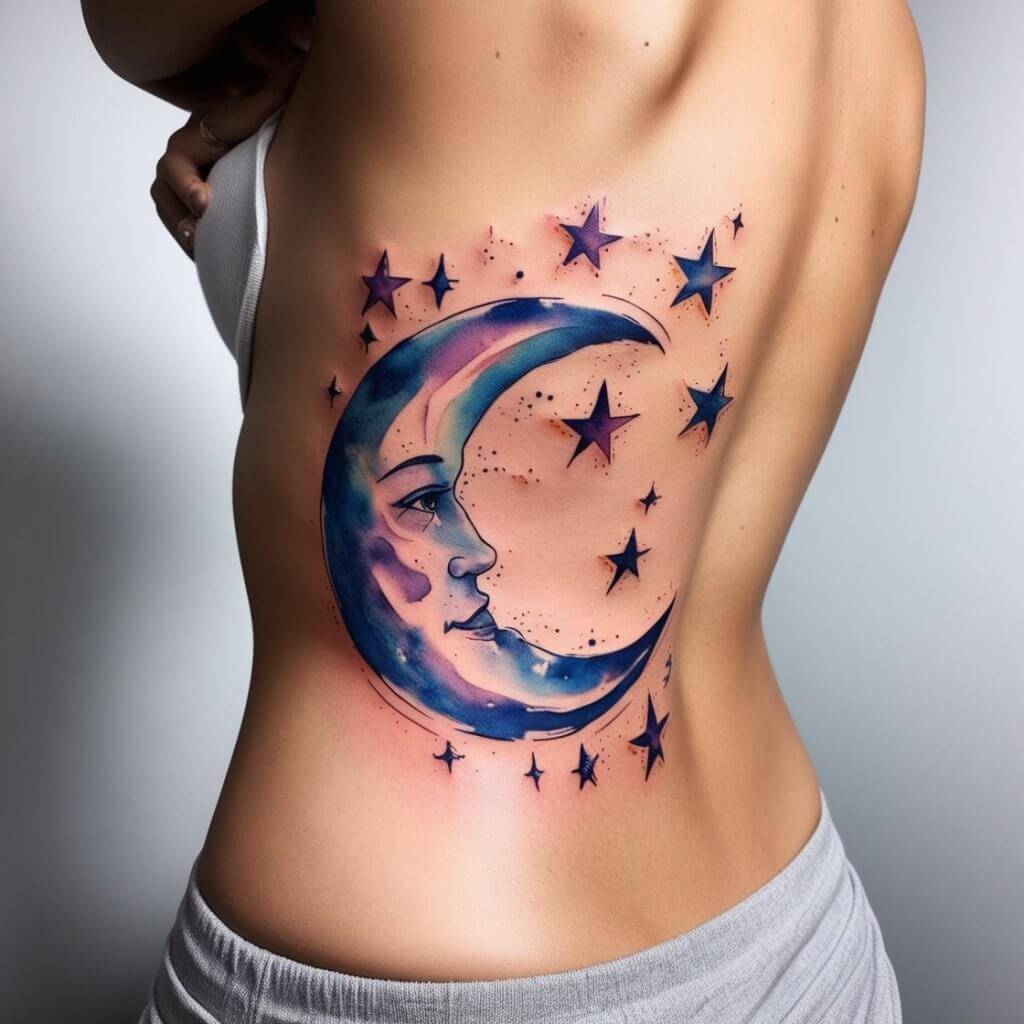 moon and stars tattoos (70)