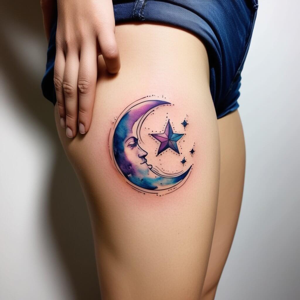 moon and stars tattoos (75)