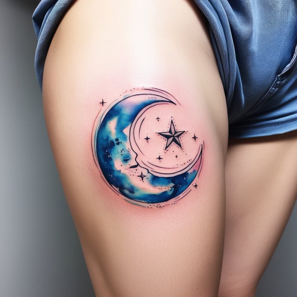 moon and stars tattoos (77)