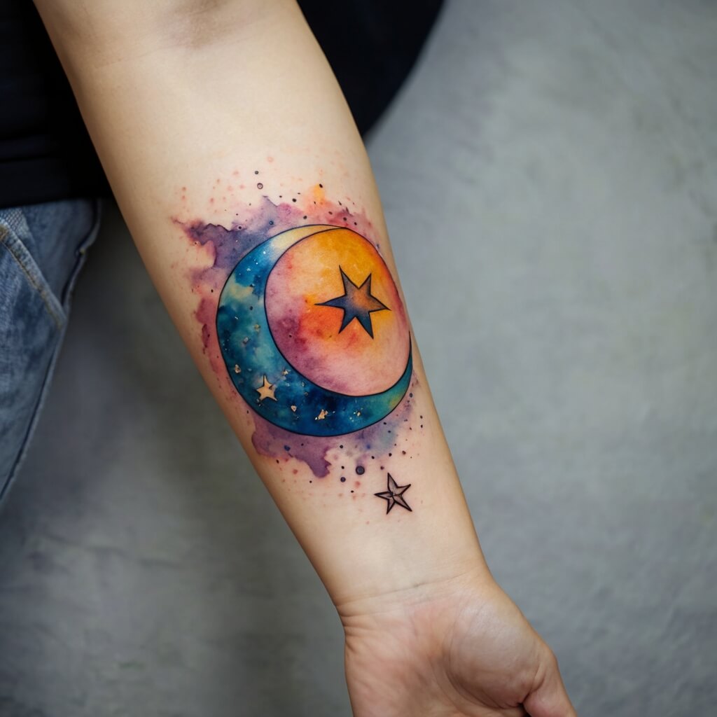 moon and stars tattoos (79)