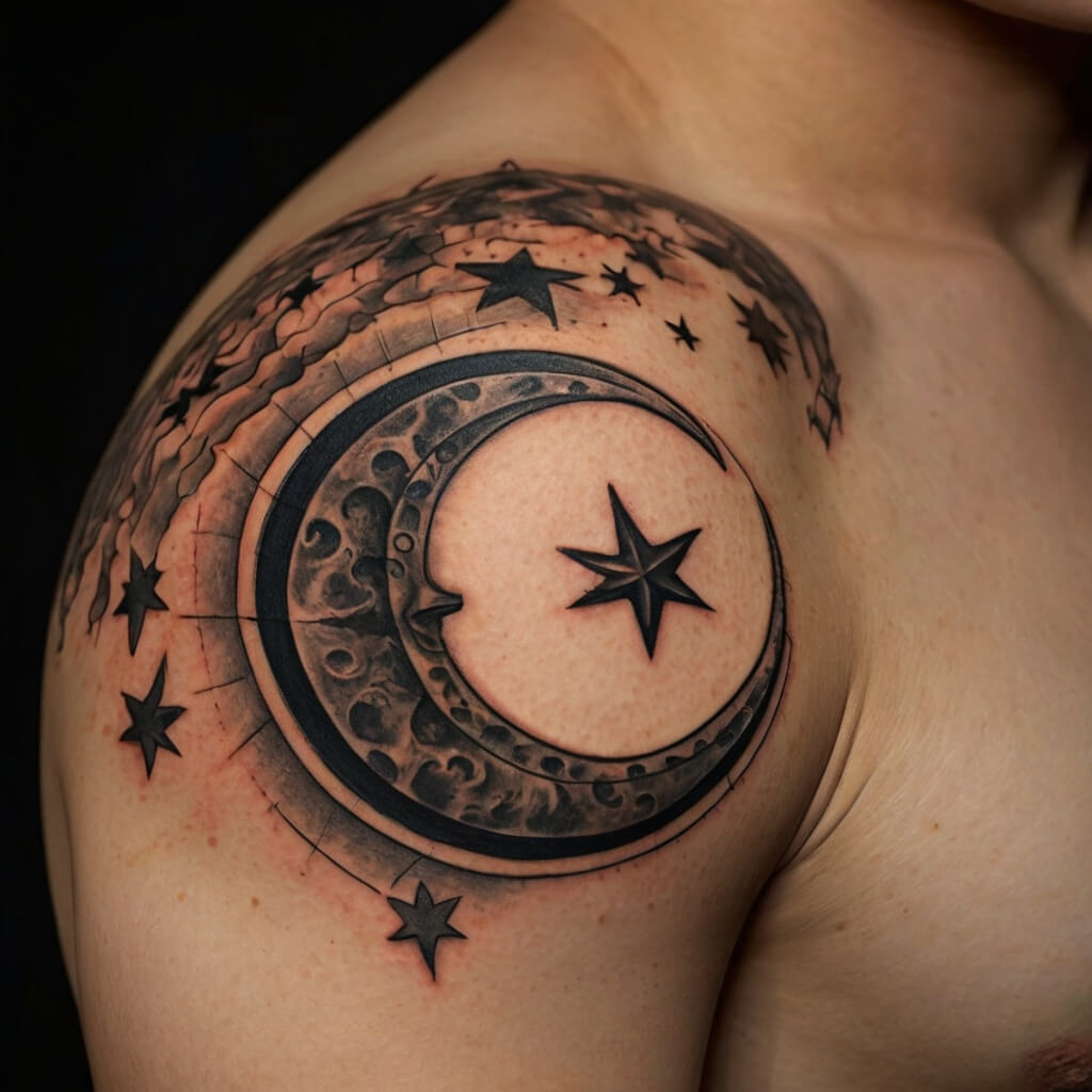 moon and stars tattoos (93)