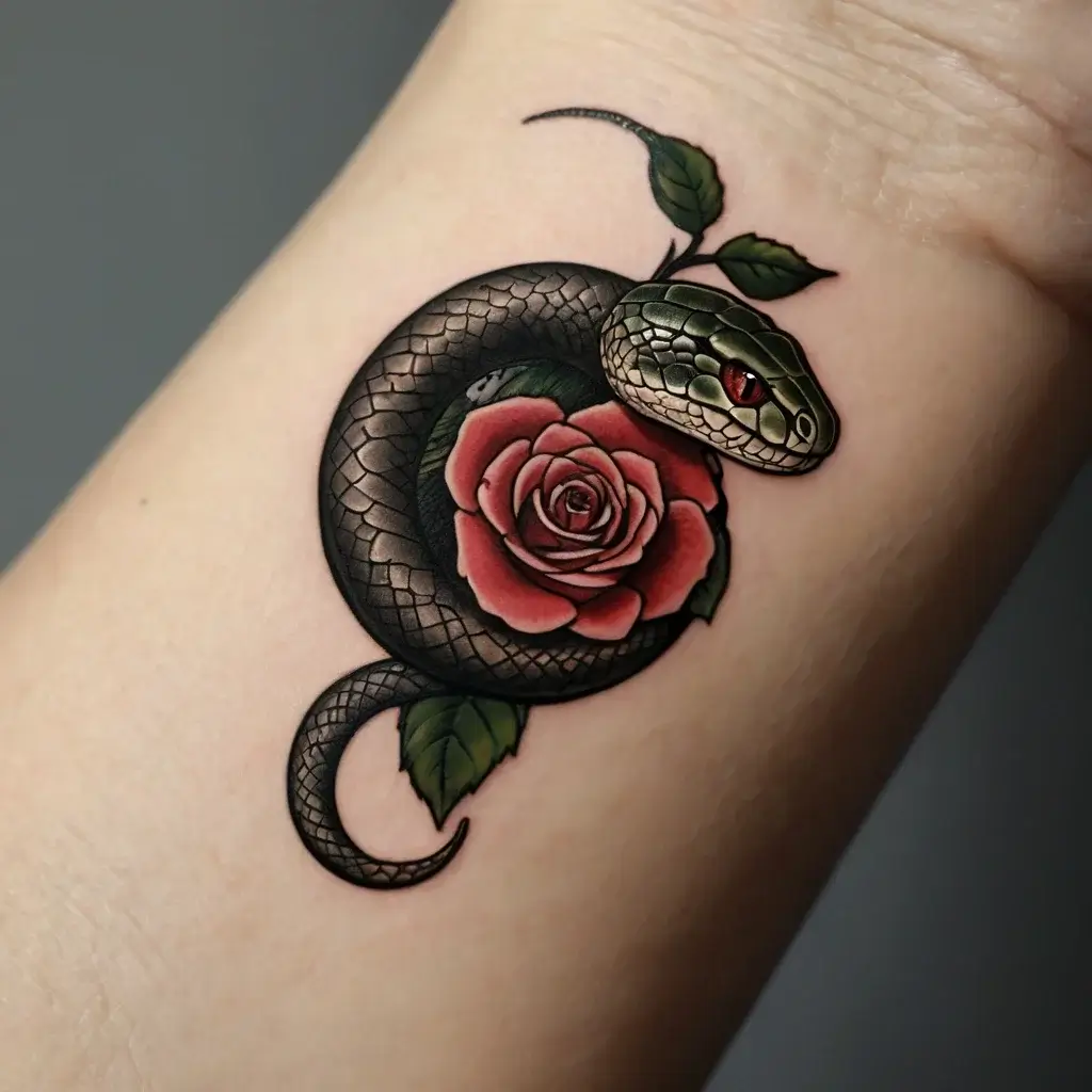 rose and snake tattoos (10)