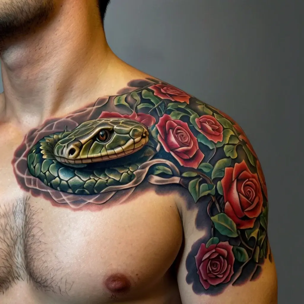 rose and snake tattoos (100)