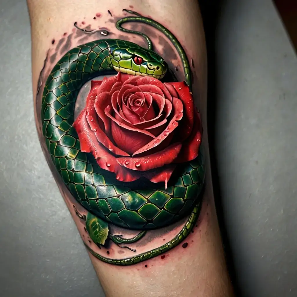 rose and snake tattoos (101)