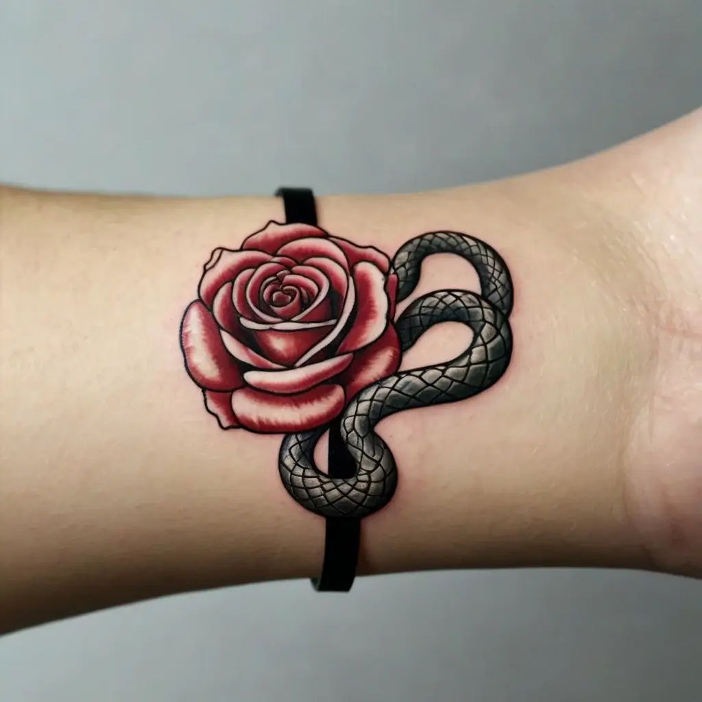 rose and snake tattoos (15)