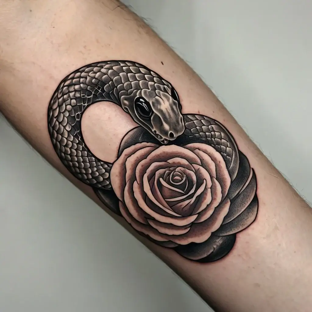 rose and snake tattoos (21)