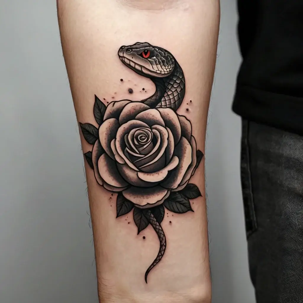 rose and snake tattoos (22)