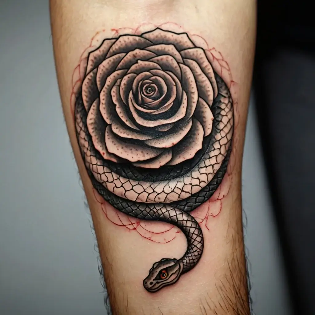 rose and snake tattoos (23)