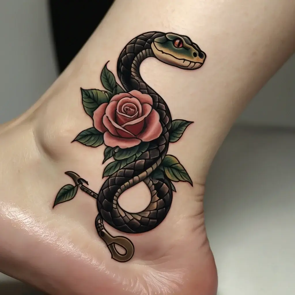 rose and snake tattoos (25)