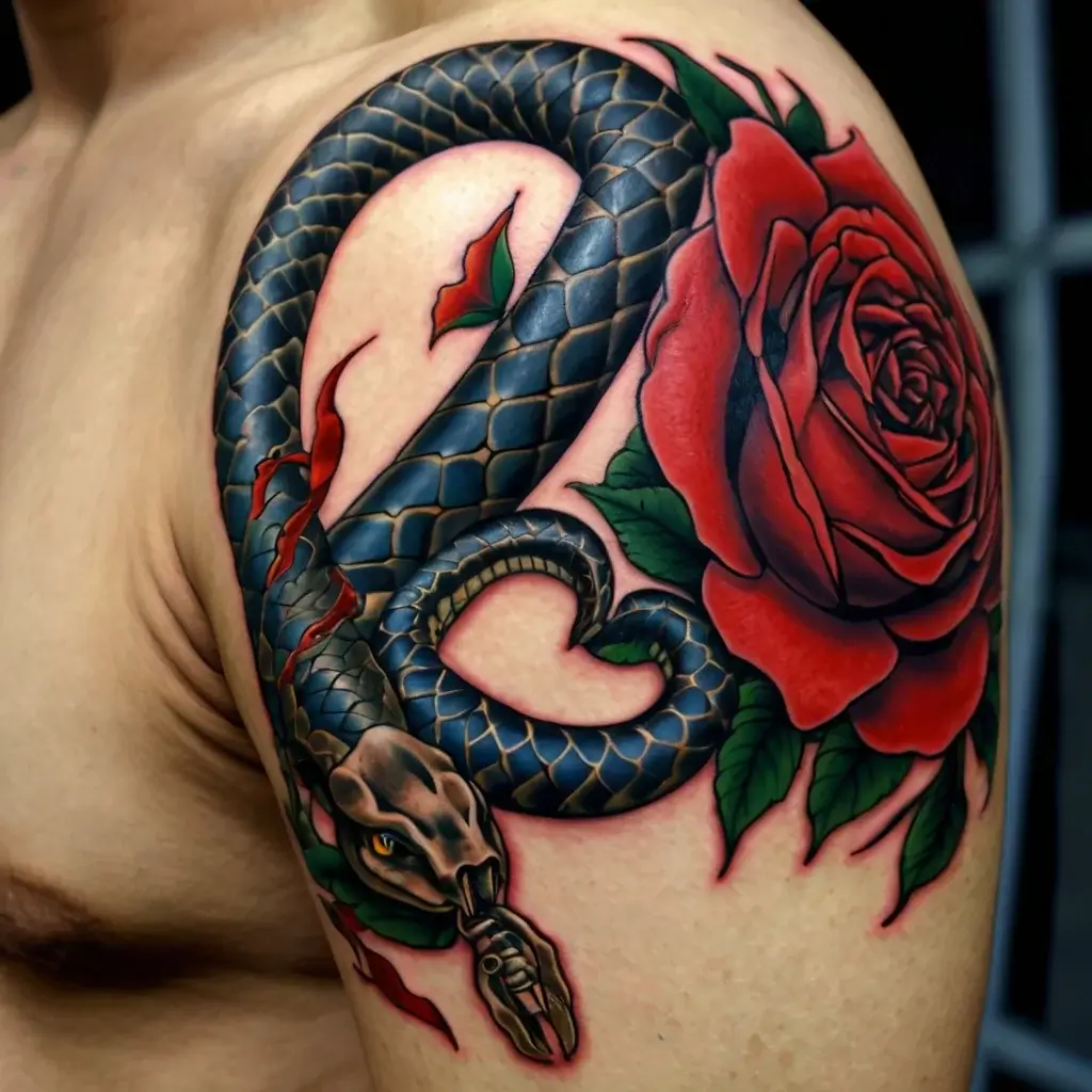 rose and snake tattoos (27)