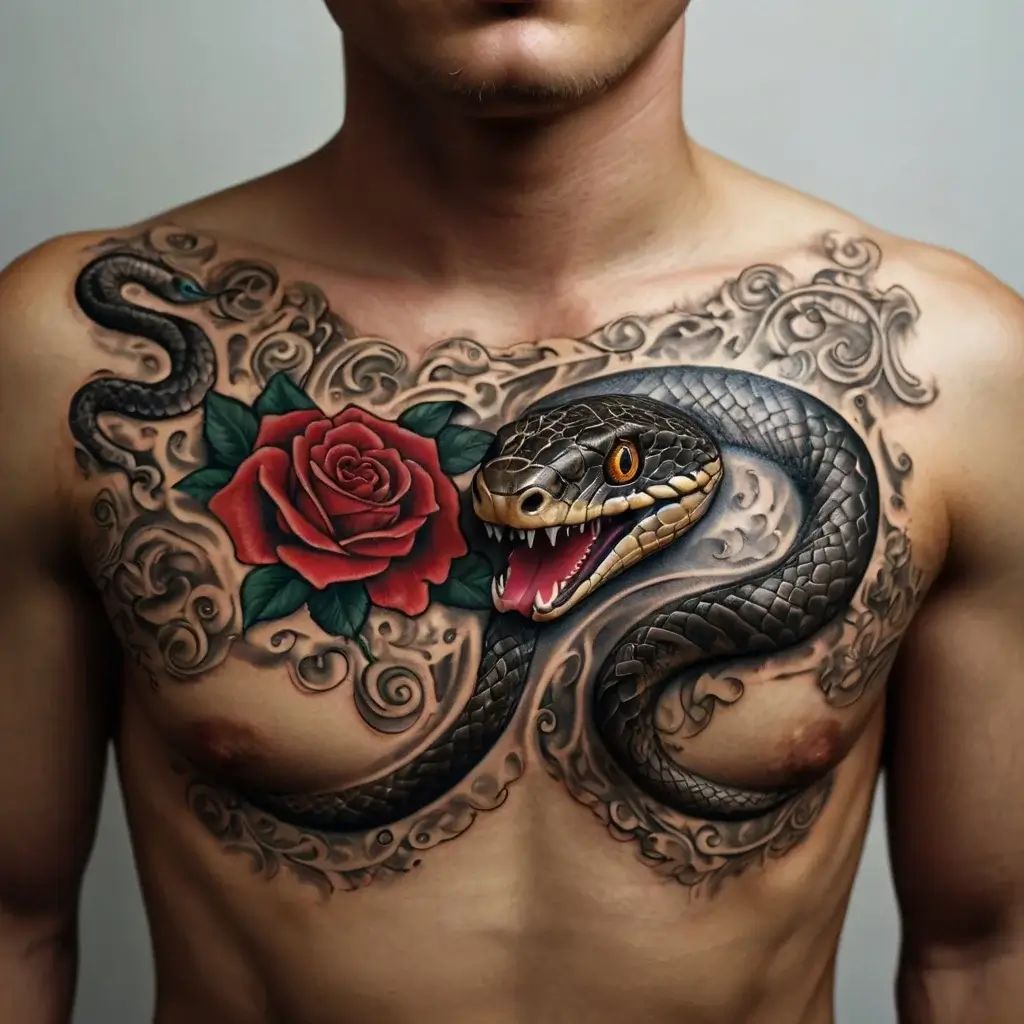 rose and snake tattoos (29)